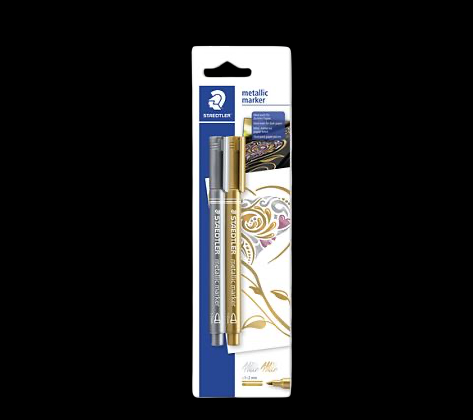 STAEDTLER METALLIC MARKER GOLD &amp; SILVER 4007817832059 SET PACK DIY ART HOME MORE  DRAW CD GRAFFITI STICKER COMASOUND KARTEL CSK ONLINE
