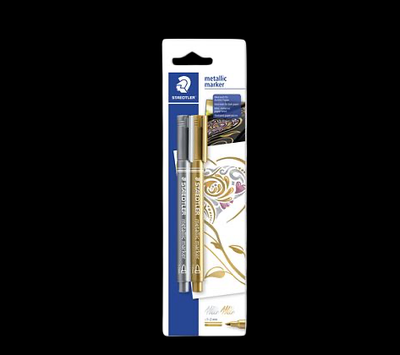 STAEDTLER METALLIC MARKER GOLD &amp; SILVER 4007817832059 SET PACK DIY ART HOME MORE  DRAW CD GRAFFITI STICKER COMASOUND KARTEL CSK ONLINE