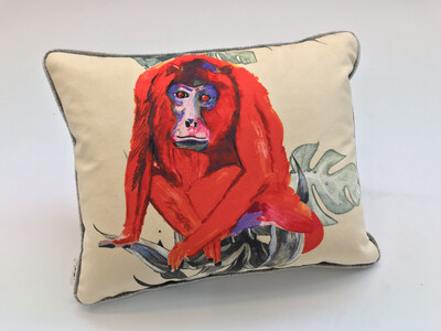Red Howler/ Snub/nosed monkey lozenge cushion Red Howler/ Snub/nosed monkey lozenge cushion
