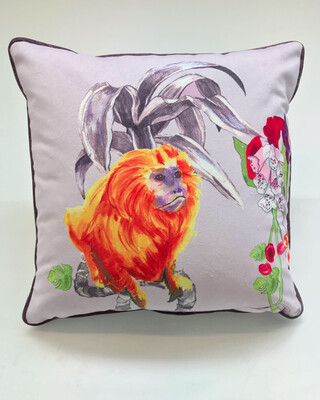 Lilac/Floral Velvet Magic Monkey Cushion