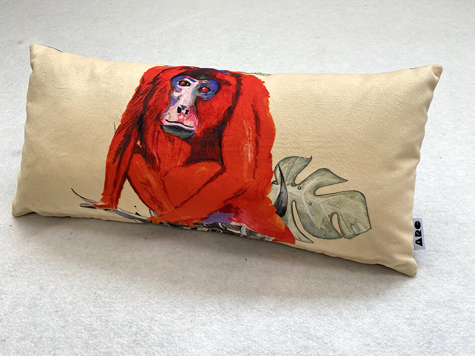 Red Howler Magic Monkey Lozenge Cushion