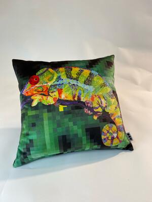 Green Panther Chameleon scatter cushion