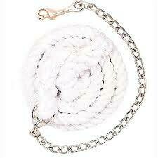 Cotton Lead Rope - White w/ 24" chain