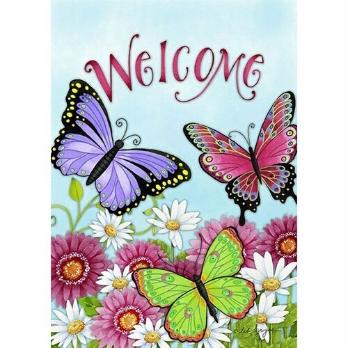 Garden Flag - Welcome Butterfly