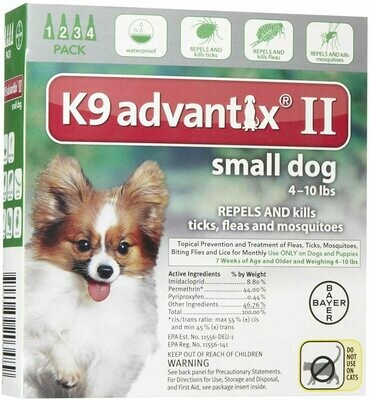 K9 Advantix II Small Dog- 4-10lbs