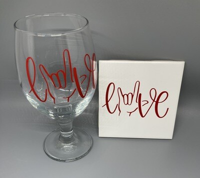 Wine Glass And Coaster Set - Love