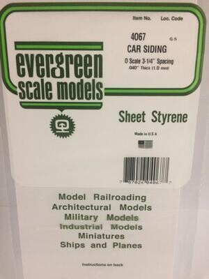 Evergreen Styrene O Scale Passenger Car Siding -- .040