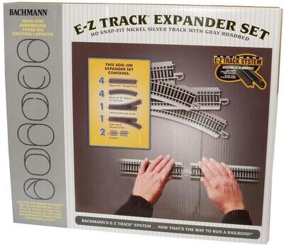 Bachmann HO E-Z Track Expander Set - Nickel-Silver Rail & Gray Roadbed