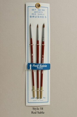Atlas Brush Red Sable Style 58 Assortment (3)