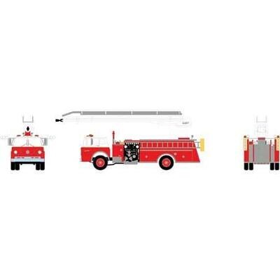 Athearn RTR HO Ford C Telesquirt Fire Truck - Red w/ White Cab
