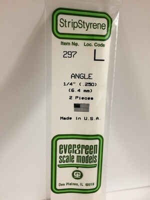 Evergreen Styrene L-Angle 1/4" .250" 2pcs.