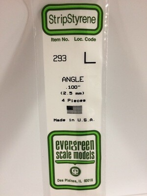 Evergreen Styrene L-Angle .100" 4pcs.