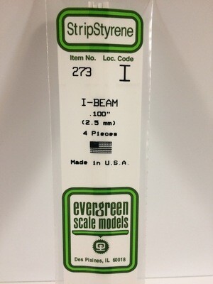 Evergreen Styrene I-Beam .100" 4pcs.