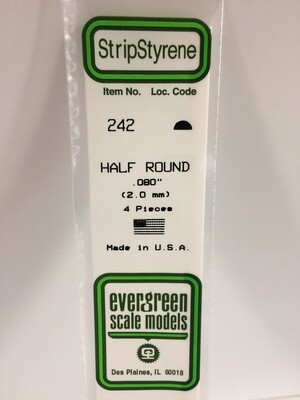 Evergreen Styrene Half Round .080"
