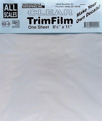 Microscale Trim Film - 8-1/2 x 11 21.6 x 27.9cm Sheet - Clear