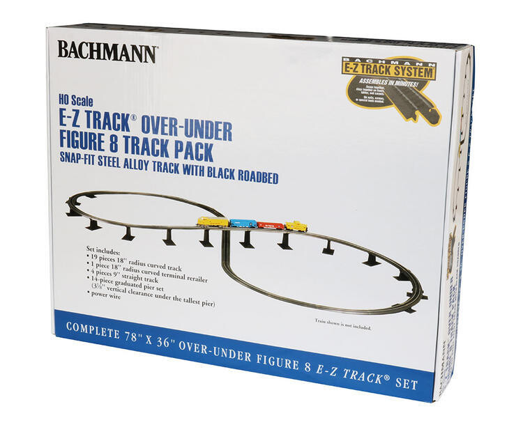Bachmann HO E-Z Track Over &amp; Under Figure 8 Track Pack w/Pier Set - Steel Alloy - 78 x 36 198.1 x 91.4cm Set Up Size