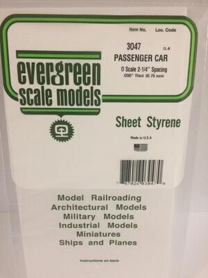 Evergreen Styrene O Scale Passenger Car Siding -- .030