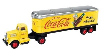 Classic Metal Works White WC22 Tractor with 32' Aerovan Trailer Coca-Cola (Yellow)