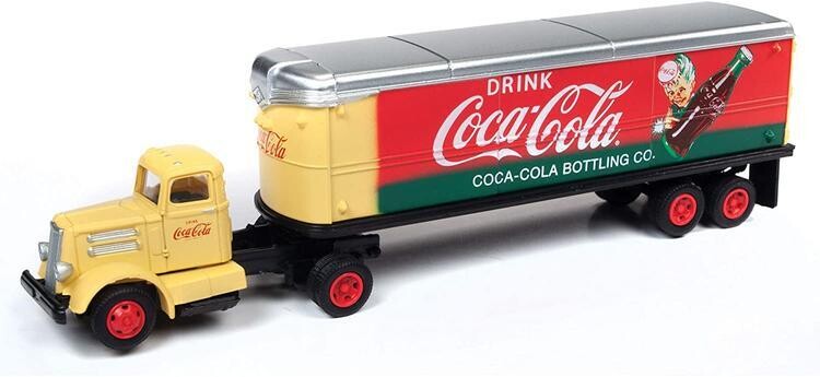 Classic Metal Works White WC22 Tractor with 32&#39; Aerovan Trailer Coca-Cola (Red &amp; Green)
