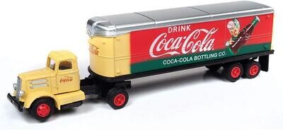 Classic Metal Works White WC22 Tractor with 32' Aerovan Trailer Coca-Cola (Red & Green)
