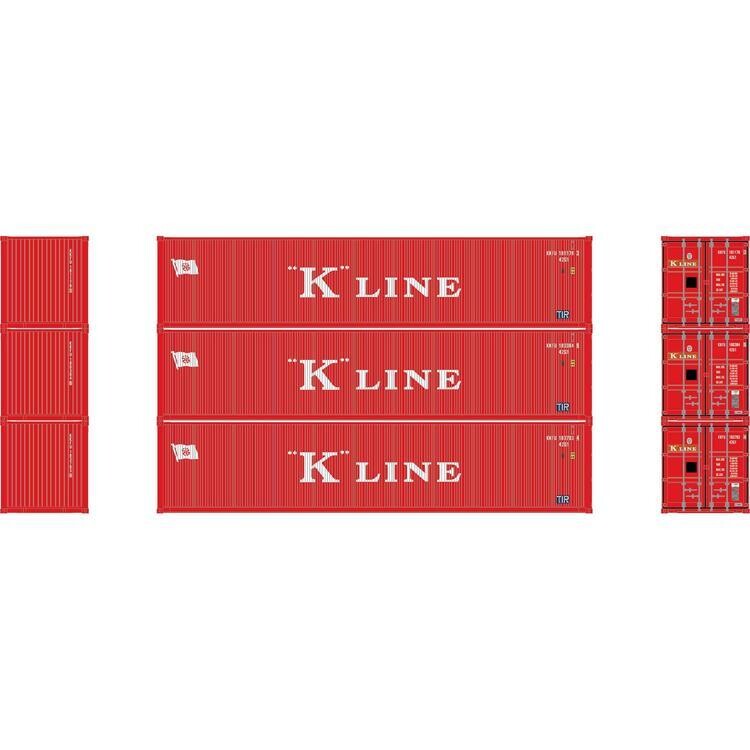 Athearn HO RTR 40' Corrugated Low-Cube Container, K Line # 1(3)
