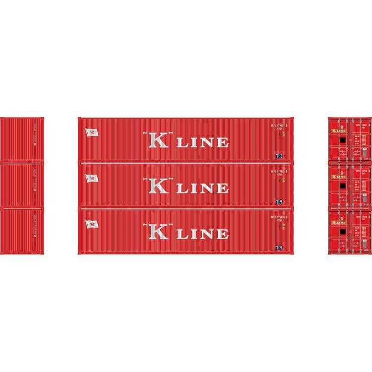 Athearn HO RTR 40&#39; Corrugated Low-Cube Container, K Line #2 (3)
