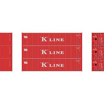 Athearn HO RTR 40' Corrugated Low-Cube Container, K Line #2 (3)