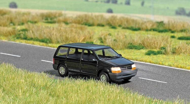 Busch HO Chrysler Voyager Van with Working Headlights and Taillights - Black