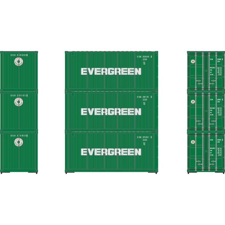 Athearn Ready To Roll HO 20&#39; Corrugated Container, Evergreen / ESIU #1 (3)