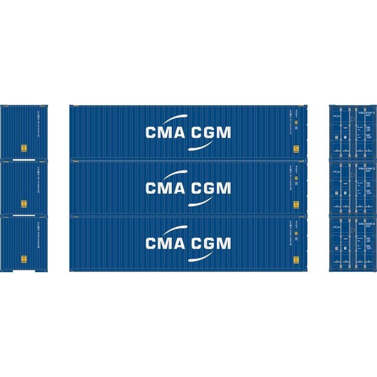 Athearn Ready To Roll HO 40&#39; Corrugated Container, CMA CGM / ECMU (3)