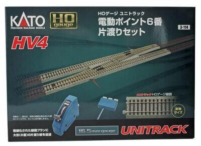 Kato HO Unitrack HV4 Crossover Set -- With Remote Control #6 Turnouts
