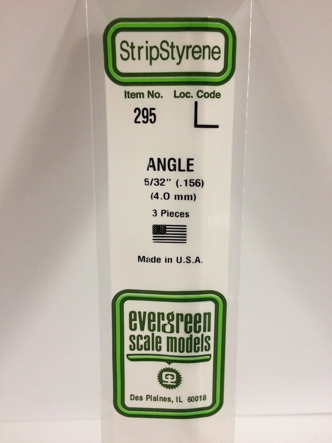 Evergreen Styrene L-Angle 5/32&quot; .156&quot;