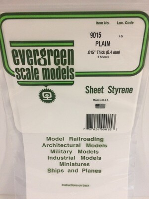 Evergreen Styrene Sheet .015" Tick 6"x12" 3pcs.