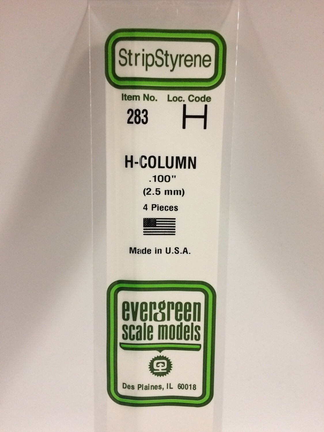 Evergreen Styrene H-Column .100" 4pcs.