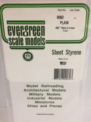 Evergreen Styrene Sheet .060" Tick 6"x12"