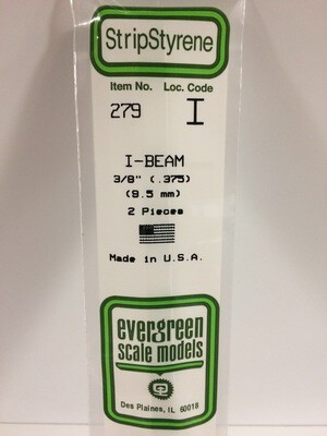 Evergreen Styrene I Beam 3/8" (.375")