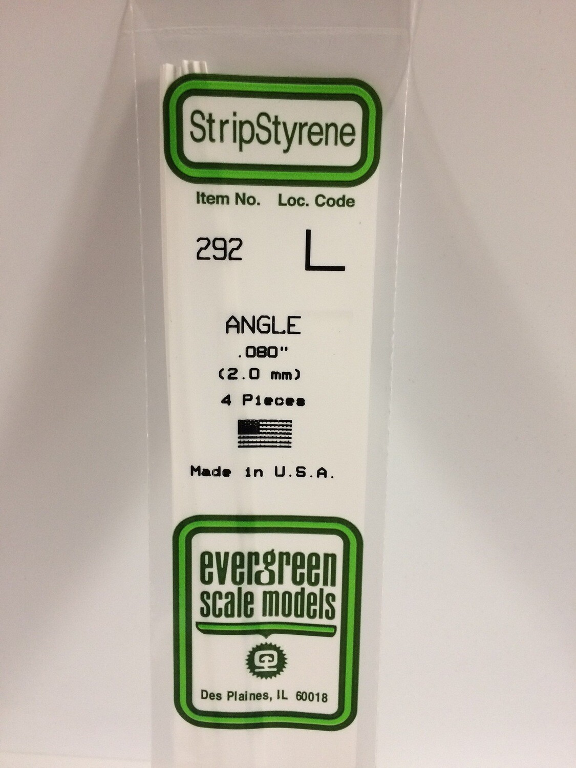 Evergreen Styrene L-Angle .080&quot;
