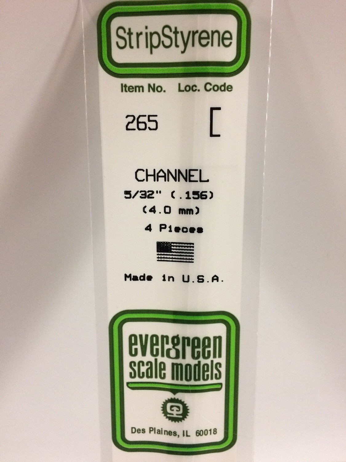 Evergreen Styrene Channel 5/32&quot; .156&quot;