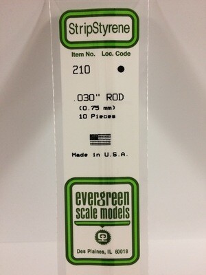 Evergreen Styrene Rod .030" 10pcs.