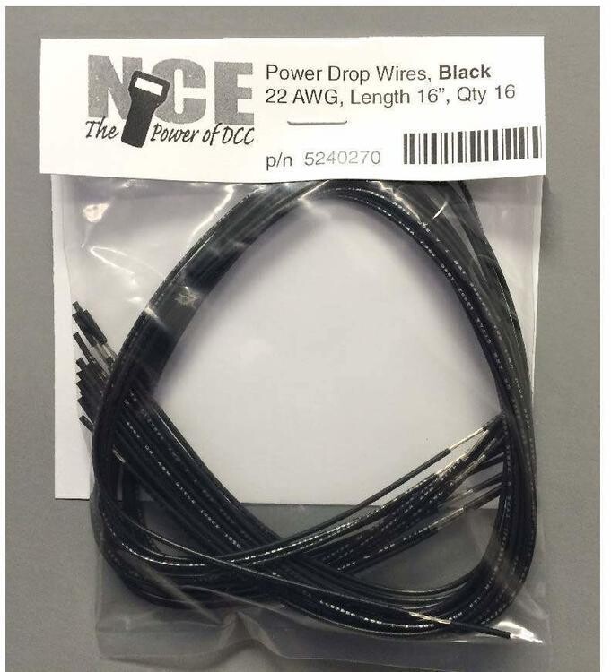 NCE 22 AWG Power Drop Wires Black 16&quot; 16pk