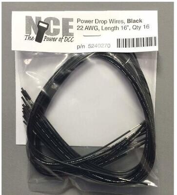 NCE 22 AWG Power Drop Wires Black 16" 16pk