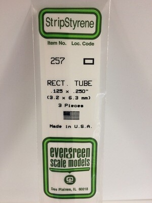 Evergreen Styrene Rectangle Tube .125" x .250"