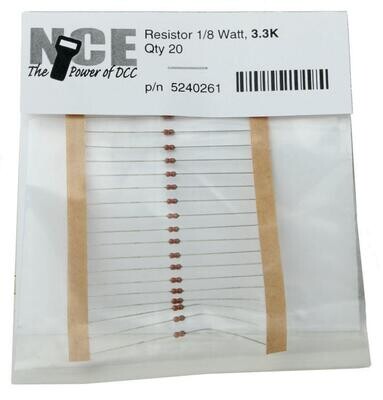 NCE 3300 Ohm Resistor - 1/8 Watt pkg(20)