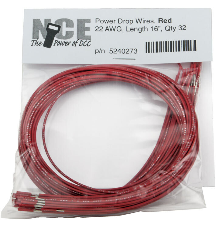 NCE Power Drop 22AWG Wire Feeders - Red 16&quot; 40.6cm pkg(32)