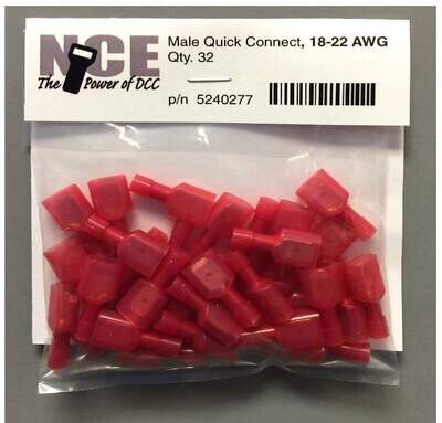 NCE Male Quick Connect 18-22 AWG Red 32pk