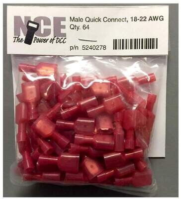 NCE Male Quick Connect 18-22 AWG Red 64pk