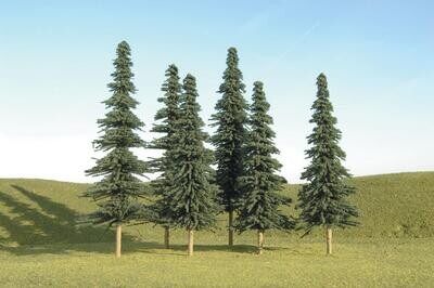 Bachmann SceneScapes - Spruce Trees - 5" to 6" 12.7 to 15.2cm pkg(6)
