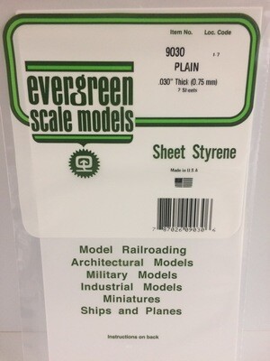 Evergreen Styrene Sheet .030" Tick 6"x12"