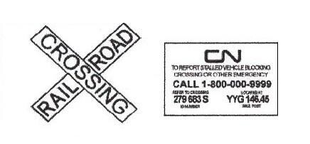 Signalisation C&amp;G HO US Railroad Crossing + CN Warning poteau blanc