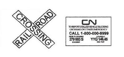 Signalisation C&G HO US Railroad Crossing + CN Warning poteau blanc